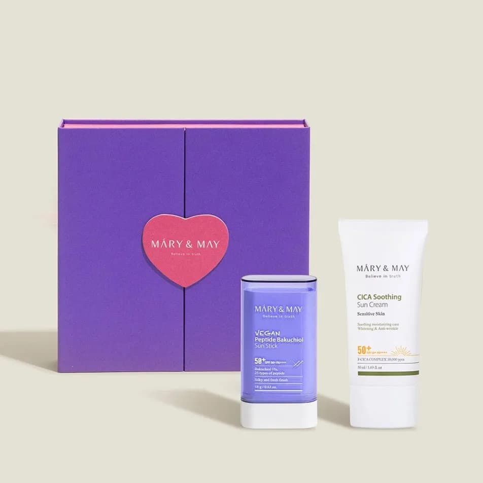 Mary&May CICA Soothing Sun Cream + Vegan Peptide Bakuchiol Sun Stick Duo Set