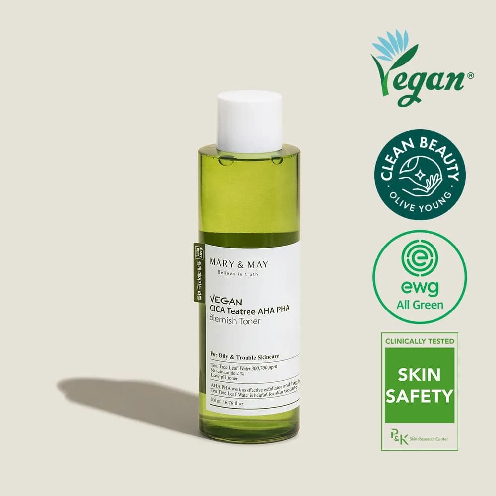 Vegan CICA Tea Tree AHA PHA Blemish Toner 200ml