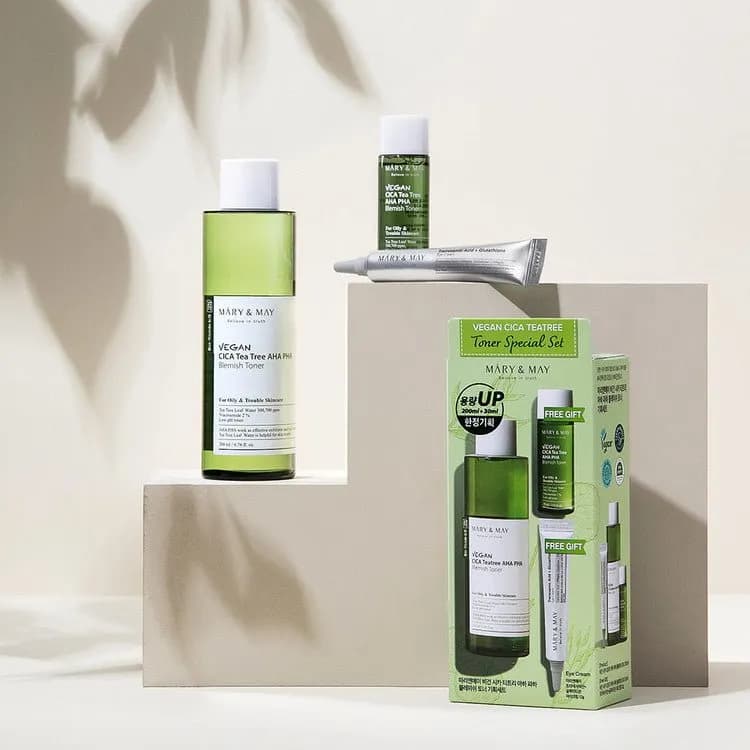Vegan CICA Tea Tree Toner Special Set (200ml+30ml+Eye cream 12g)